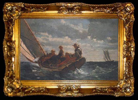 framed  Winslow Homer Breezing Up (A Fair Wind) (mk44), Ta009-2